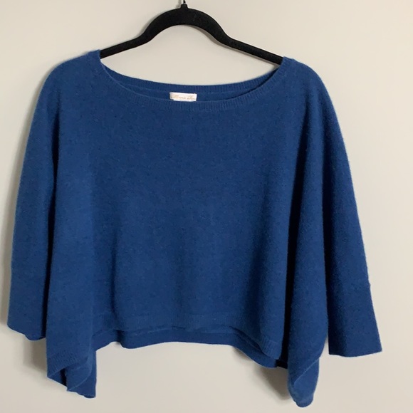 Minnie Rose Sweaters - Minnie Rose 100% Cashmere Cropped Sweater Blue O/S